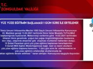 ZONGULDAK’TA YÜZ YÜZE EĞİTİME 1 GÜNLÜK ERTELEME