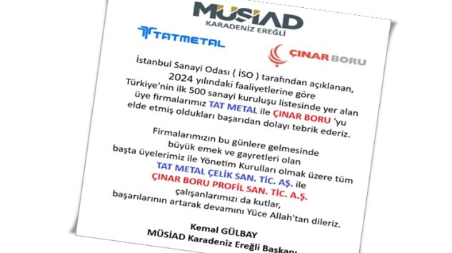 MÜSİAD İLK 500 SIRALAMASINA GİREN FİRMALARI KUTLADI