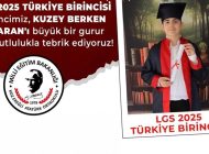 EREĞLİLİ BERKE KOPARAN LGS’DE TÜRKİYE BİRİNCİSİ OLDU
