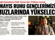 KAYMAKAM YILMAZ’DAN GENÇLİĞE 19 MAYIS MESAJI