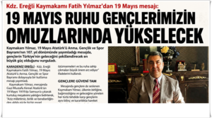 KAYMAKAM YILMAZ’DAN GENÇLİĞE 19 MAYIS MESAJI
