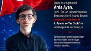 ERFEN’Lİ ARDA AYAN’DAN TÜBİTAK’TA ÖNEMLİ BAŞARI!