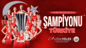 KELEŞ, ŞAMPİYON VOLEYBOLCULARI KUTLADI