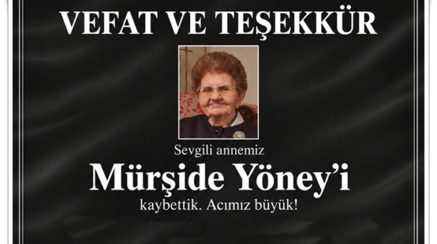 YÖNEY VE EROĞLU AİLELERİNDEN TEŞEKKÜR MESAJI